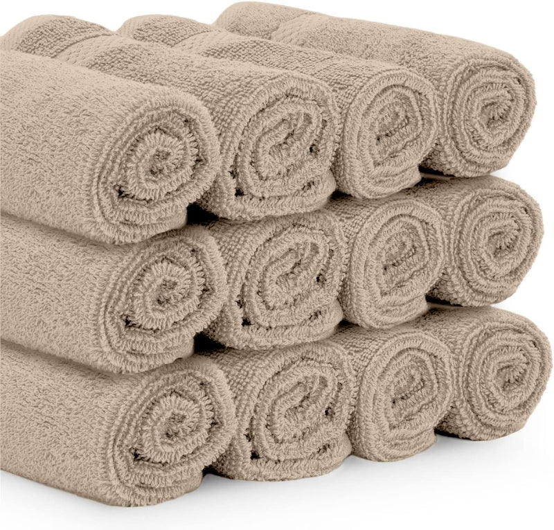 White Classic Luxury Cotton Washcloths - Small Hotel Spa Bathroom Face Towel | 12 Pack |