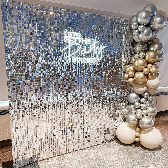 LuoluoHouse Red Shimmer Wall Panel Glitter Sequin Backdrop Panel of 24 Shiny Backdrop for Party Event Background Foil Back Drop