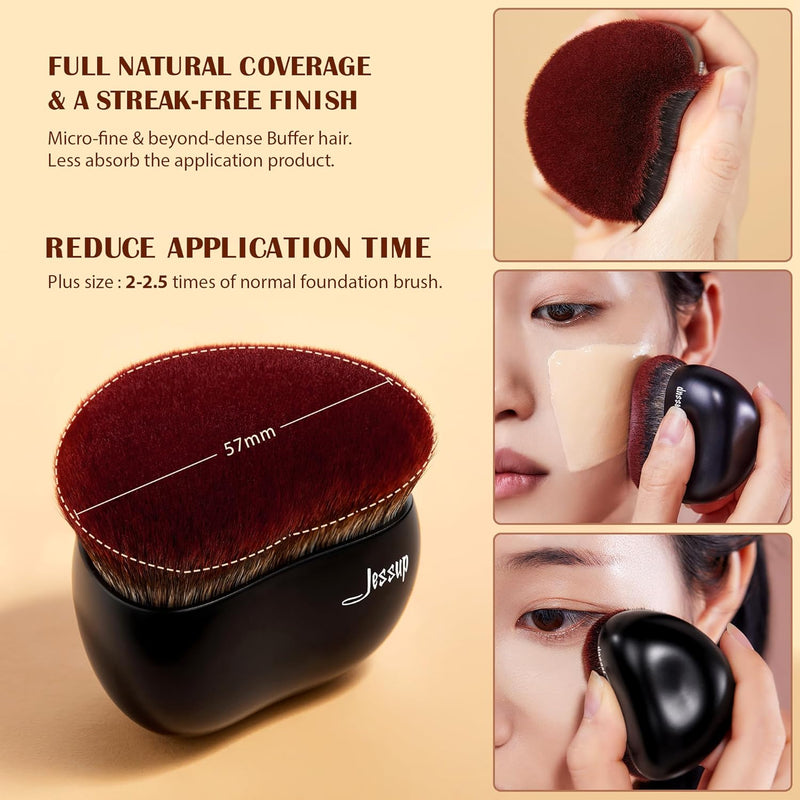 Jessup Makeup Brush Foundation Brush with Makeup Sponge 1pc Kabuki Brush for Liquid, Cream or Flawless Powder Cosmetics Face Boby Brush, T882