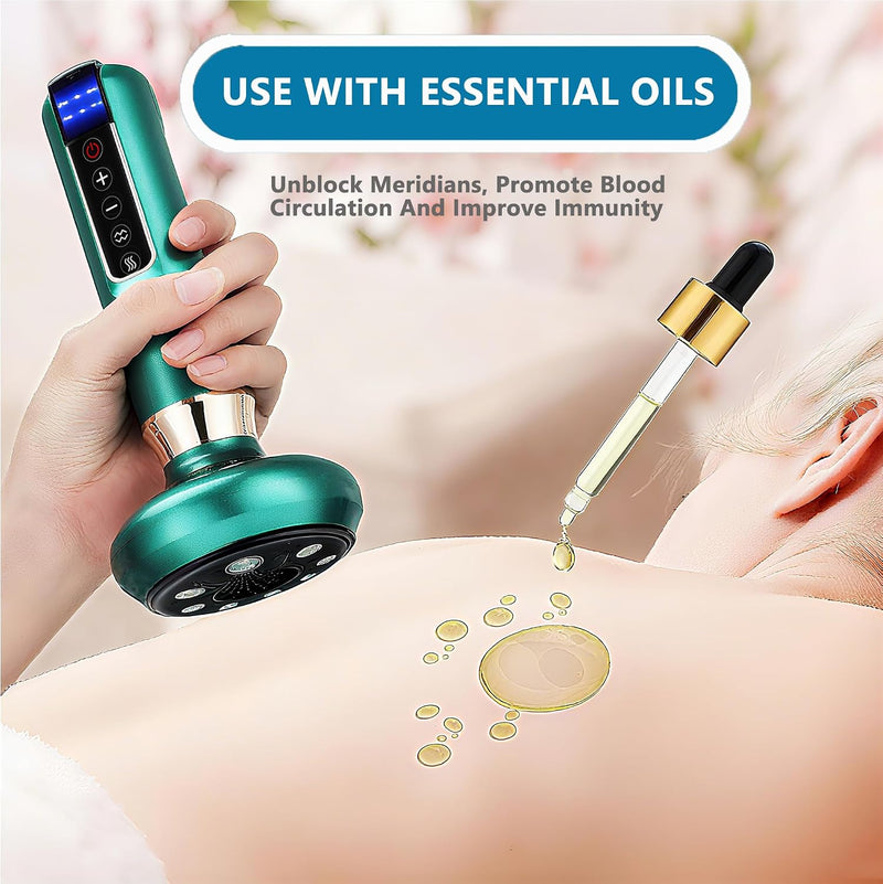 Handheld Anti Cellulite Massage Tool,Cellulite Massager Electric Fat Remover with 12 Suction Modes,Rechargeable & Cordless,Intelligent Cupping Massager for Arms,Legs,Back Used at Home,Green
