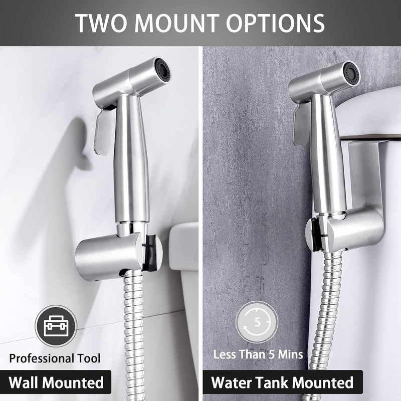Hanbuluo Bidet Sprayer for Toilet, Hand held Stainless Steel Toilet Bidet Sprayer Kit with Hose, Easy Install Bidet Attachment for Toilet, Bidet Sprayer for Personal Hygiene