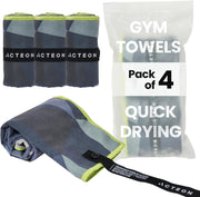Microfiber Quick Dry Gym Towel, Silver ION Odor-Free Absorbent Fiber, Fast Drying, Men & Women Workout Gear for Body Sweat, Working Out, Towels - Ore 4 -pack