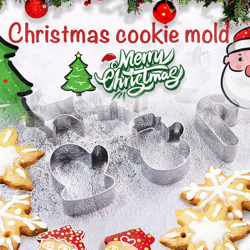 Christmas Baking Tools,12Pcs Christmas Cookie Cutters,Premium Stainless Steel Cutters Holiday Cookie Decoration Set with Gingerbread Man, Snowflake,and Candy Cane,Ideal for Festive Gatherings