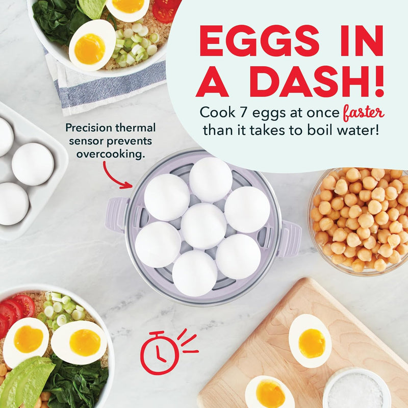 DASH Rapid Egg Cooker: 7 Egg Capacity Electric Egg Cooker for Hard Boiled Eggs, Poached Eggs, Scrambled Eggs, or Omelets with Auto Shut Off Feature - Aqua