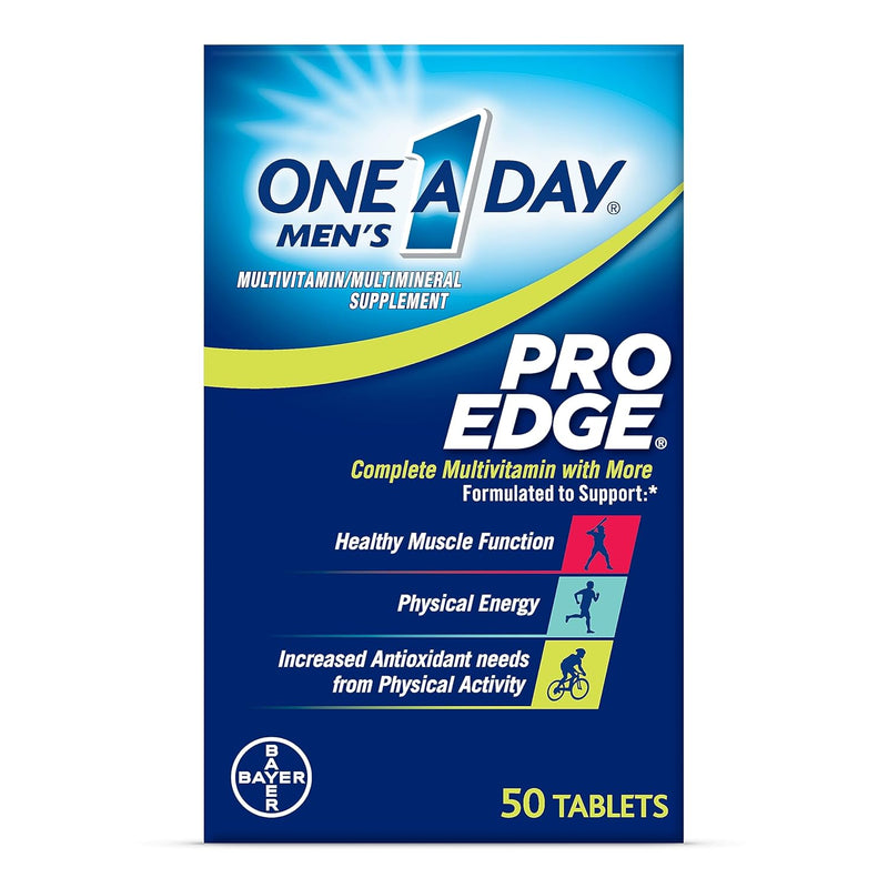 One A Day Menâ€™s Pro Edge Multivitamin, Supplement with Vitamins A, C, E, and B-Vitamins for Energy Support and Vitamin D and Magnesium for Healthy Muscle Function, 50 count