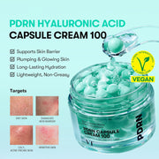 PDRN Capsule Cream 100, Hydrating Face Moisturizer with 100,000ppm PDRN, Hyaluronic Acid, 9 Peptides, Firming & Plumping Nourishing Cream, Korean Skin Care (1.69 fl. oz.)