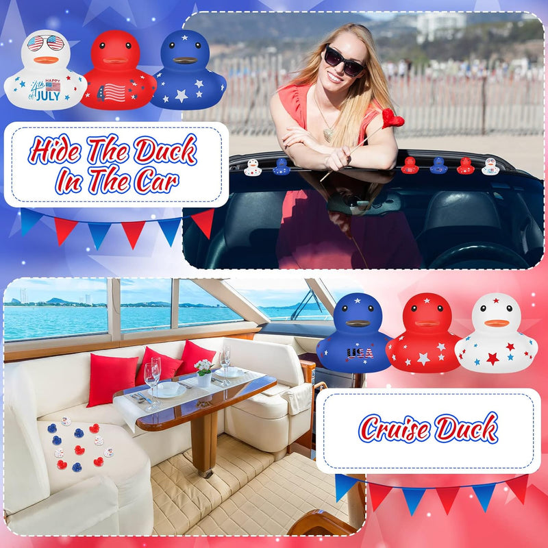 Lenwen 200 Pcs Patriotic Rubber Ducky Bulk 1.96 Inch 4th of July Float Rubber Ducks Independence Day Small Shower Star Rubber Ducky for Memorial Day Birthday Gift Baby Shower Pool Party