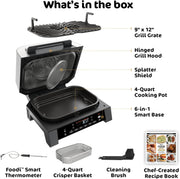 Ninja Foodi Smart XL 6-in-1 Indoor Grill with Air Fry, Roast, Bake, Broil, & Dehydrate, Foodi Smart Thermometer, 2nd Generation, Black/Silver, DG551ME, 2 Years Warranty