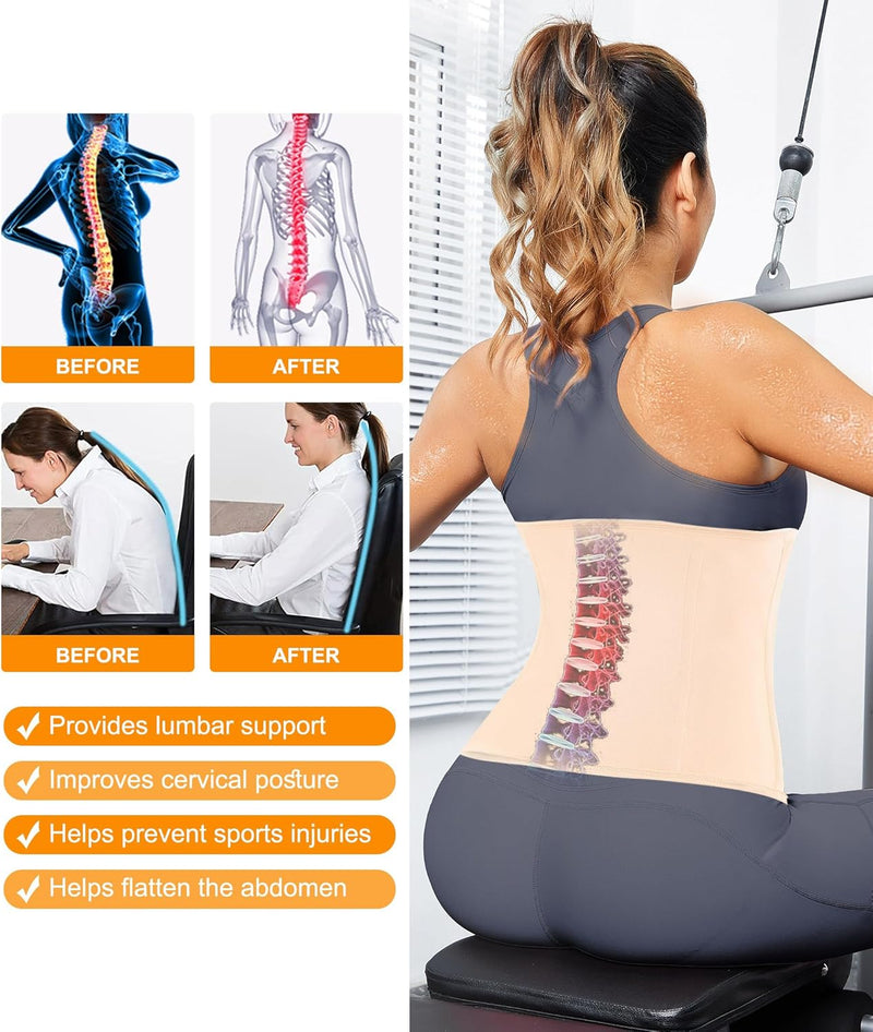 LEINIDINA Womens Waist Trainer Corset with Zipper Sweat Waist Trimmer for Women Workout Belt Corset Shapewear