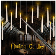 Beauenty Halloween Decorations - Floating Candles with Wand - 12 Pcs Magic Flickering Warm Light Flameless Floating LED Candle Decor for Indoor Home Room Classroom Bedroom Party (Style 1) - Style 1