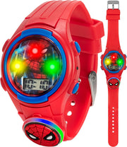 Accutime Kids Marvel Spider-Man Digital Quartz Plastic Watch for Boys & Girls with LCD Display - Red