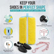 Premium Shoe Washing Bag with 2 Adjustable Shoe Trees & Hanging Hook Reusable Mesh Laundry Bag for Sneakers, Sports Shoes & Casual Footwear Protects Shape During Machine Wash