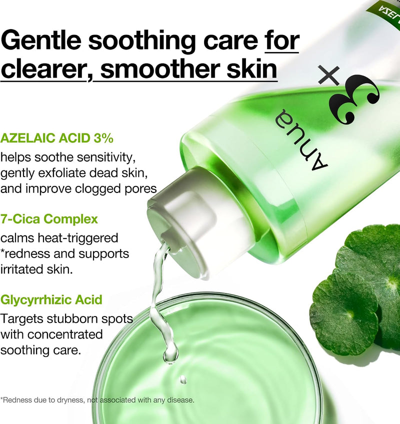 Azelaic Acid 3 CICA Skin Claryfing Toner, Soothing & Clear Care, with Salicylic Acid & Azelaic Acid, Sebum & Spot Care, Suitable for Sensitive Skin, Korean Skin Care (250 ml / 8.45 fl.oz.)