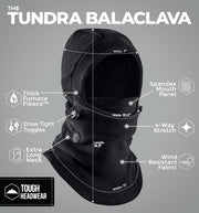 Tough Headwear Fleece Balaclava Ski Mask - Winter Face Mask for Men and Women - black
