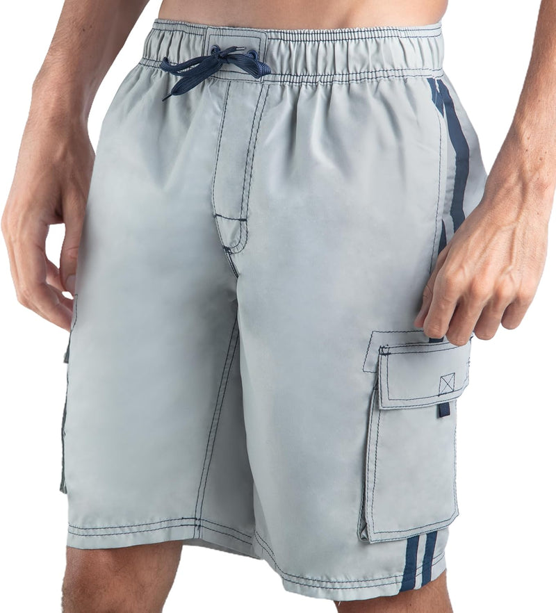 Men's Barracuda Swim Trunks (Regular & Extended Sizes) - Silver