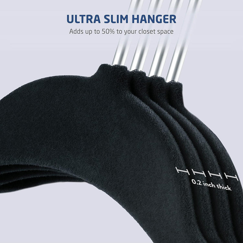 Zober Premium Quality Space Saving Kids Velvet Hangers Strong and Durable 360 Degree Chrome Swivel Hook Ultra Thin Non Slip Junior Hangers,-50 Pack Off-white ZO-VJ303…