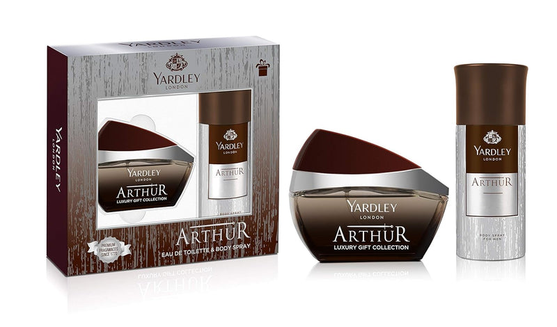 Yardley London Arthur Gift Set for Men - EDT 100 ml + Body Spray 150 ml Long Lasting Masculine Fragrance Classic, Aromatic & Refreshing
