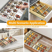 SKY-TOUCH Spice Drawer Rack, 4 Tier- 2 Set (8 Pcs) Expandable From 11" to 22" Clear Acrylic Seasoning Jars Drawers Organizer, Kitchen Drawers, Cabinets Countertops Expandable Storage for Spice Jars