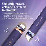 TheraFace Depuffing Wand Cold and heat skincare treatment to depuff and glow; beauty wand, face roller and eye massager for dark circles and radiant skin, Indigo - Off White