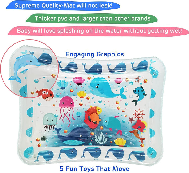 SYOSI Time Water Mat Infant Toy Indoor Floor Inflatable Water Mat, Newborn Boys and Girls of 3 6 9 12 Months of Fun Activity Center Toys Newborn Baby Girls Boys Early Development Activity Centers