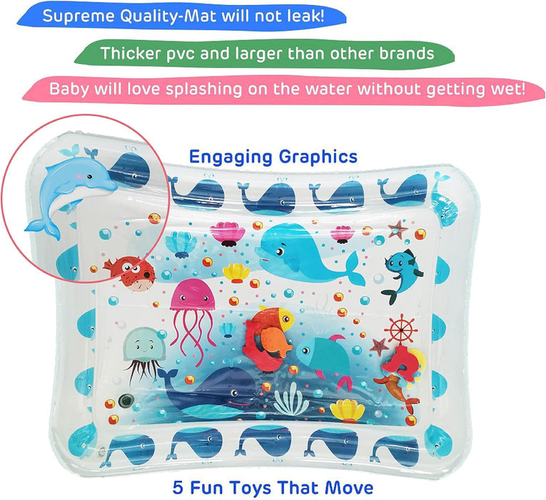 SYOSI Time Water Mat Infant Toy Indoor Floor Inflatable Water Mat, Newborn Boys and Girls of 3 6 9 12 Months of Fun Activity Center Toys Newborn Baby Girls Boys Early Development Activity Centers