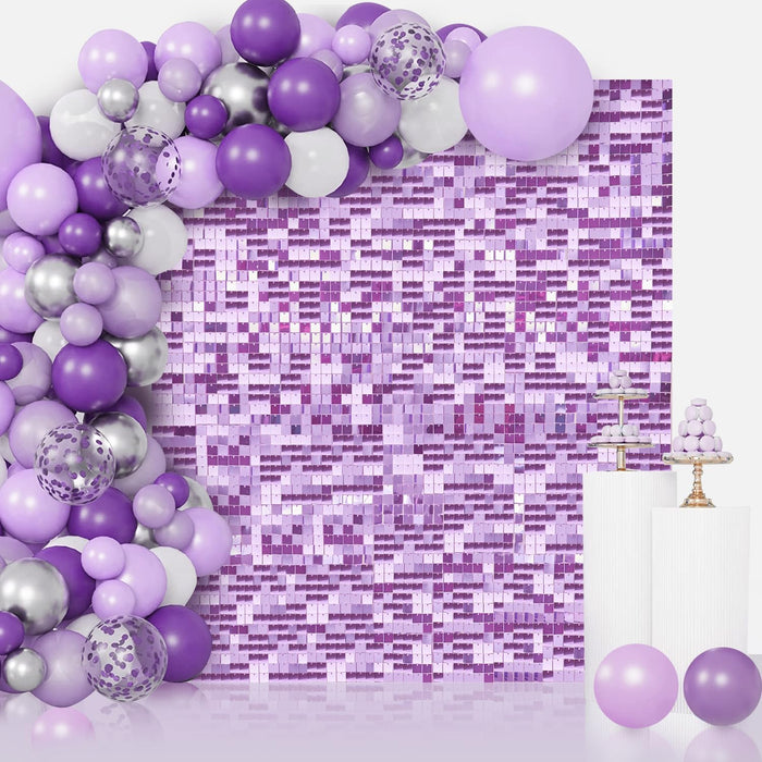 LuoluoHouse Shimmer Wall Panel Sequin Backdrop Panels 12 Packs-Iridescent Silver Backdrop for Graduation Anniversary Backdrop Wall Backdrops Engagement Decoration
