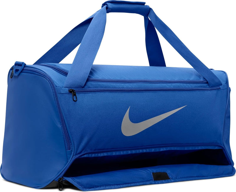 Nike Unisex Sports Bag Nk Brsla M Duff - 9.5 (60L), Game Royal/Black/Metallic Silver, DH7710-480, MISC