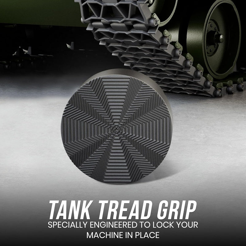 Anti Vibration Pads with Tank Tread Grip, 4 Pads + Level - Washer & Dryer Pedestals Fit All Machines - Noise Dampening, Protects Laundry Room Floor - Anti Vibrasion Pads for Washing Machine