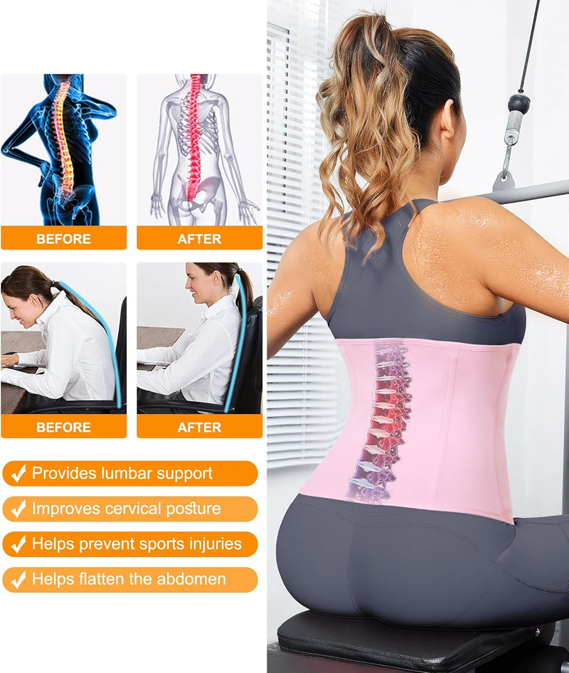 LEINIDINA Womens Waist Trainer Corset with Zipper Sweat Waist Trimmer for Women Workout Belt Corset Shapewear