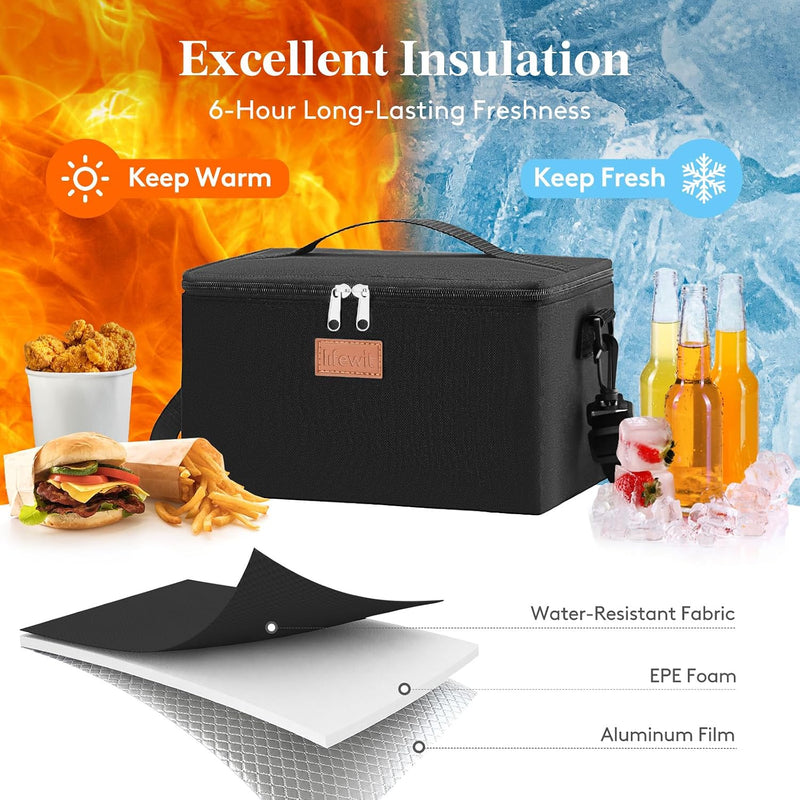 Insulated Lunch Bag 6.5L, Small Cooler Bags for Men Women Adult, Waterproof Packed Lunch Box, Leak-Proof Thermal Tote for Work, Picnic, Outdoor, Beach, Camping, BBQ, Travel