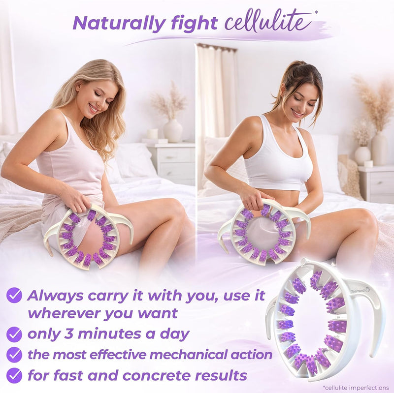 TESMED Cellulite Smooth strong anti-cellulite massager with patented roller technology - draining and firming effect - orange skin, tired legs, thighs and gluteum - Made in Italy
