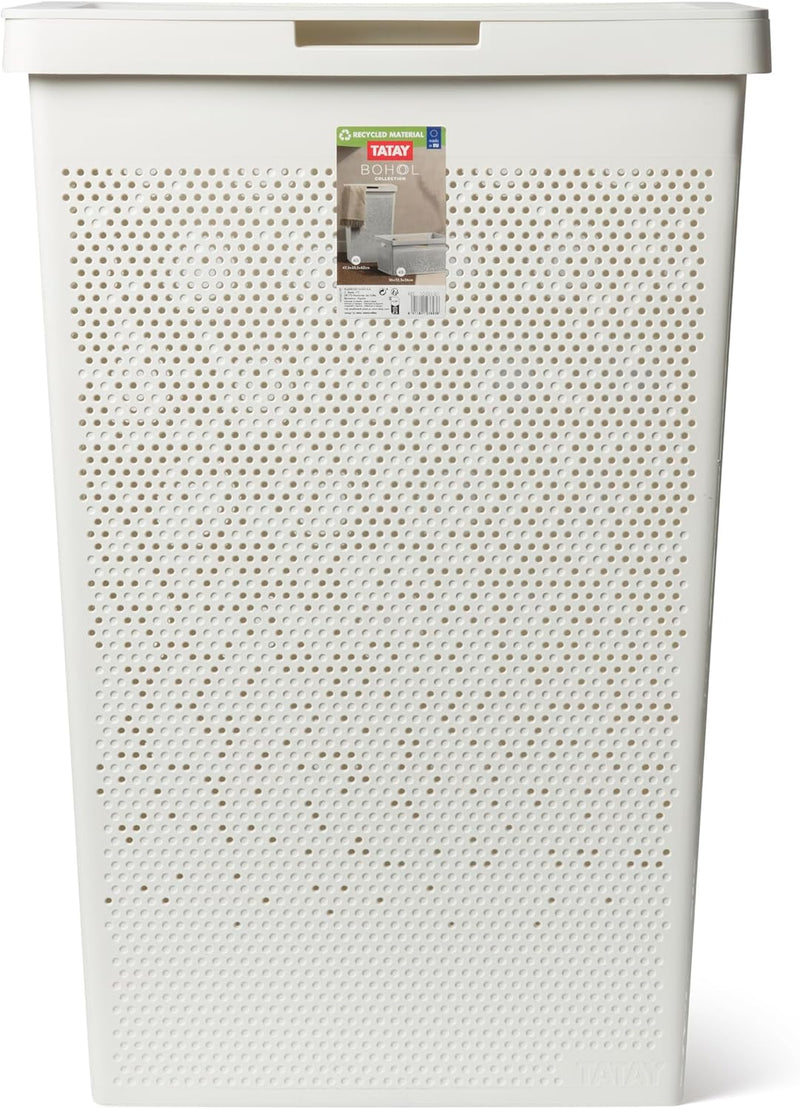 TATAY LAUNDARY HAMPER 40L BOHAL SKY WHITE, MADE IN SPAIN