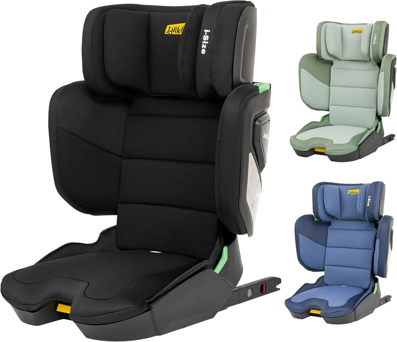 Jovikids Rober i-Size Booster Seat with ISOFIX, Suitable for Kids 100-150cm 3Y-12Y, Adjustbale Height and Width, Cabin Size Portable Toddler Car Seat for Travel, Compact & Folding, ECE R129, Black - Black