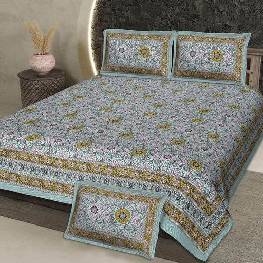 SUFAYA FAB Printed Indian Sanganer Cotton Premium Big Size Bedsheets for Modern Look(108x108) inches,Pillow (17x27) inches