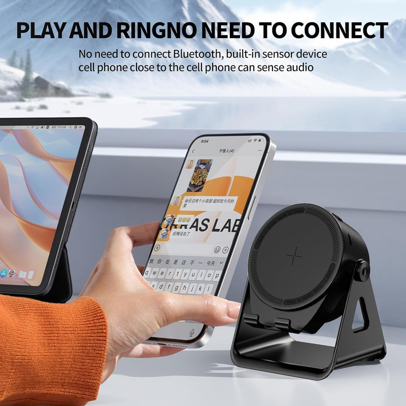 Wireless Induction Bluetooth Speaker,3 - in - 1 Multifunctional with RGB Lights wireless induction speaker,360 Rotation Phone Holder Compatible for Tablet iPhone Android, Gifts for Men Women
