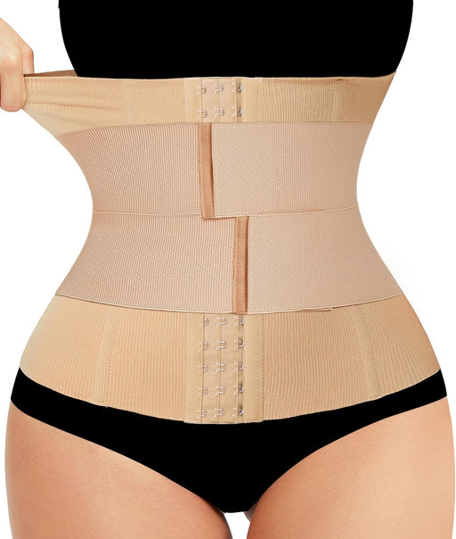 Waist Training Corset, Abdominal Control Shapewear, Postpartum Belly Band - Beige(adjustable Belt,hook)