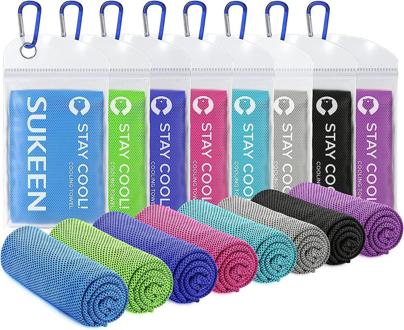 4 Pack Cooling Towel (40"x12"),Ice Towel,Soft Breathable Chilly Towel,Microfiber Towel for Yoga,Sport,Running,Gym,Workout,Camping,Fitness,Workout & More Activities(Dark Blue/Dark Gray/Brown/Black) - Black/Blue/Green/Dark Blue/Pink/Lake Blue/Grey/Purple 40" x 12"