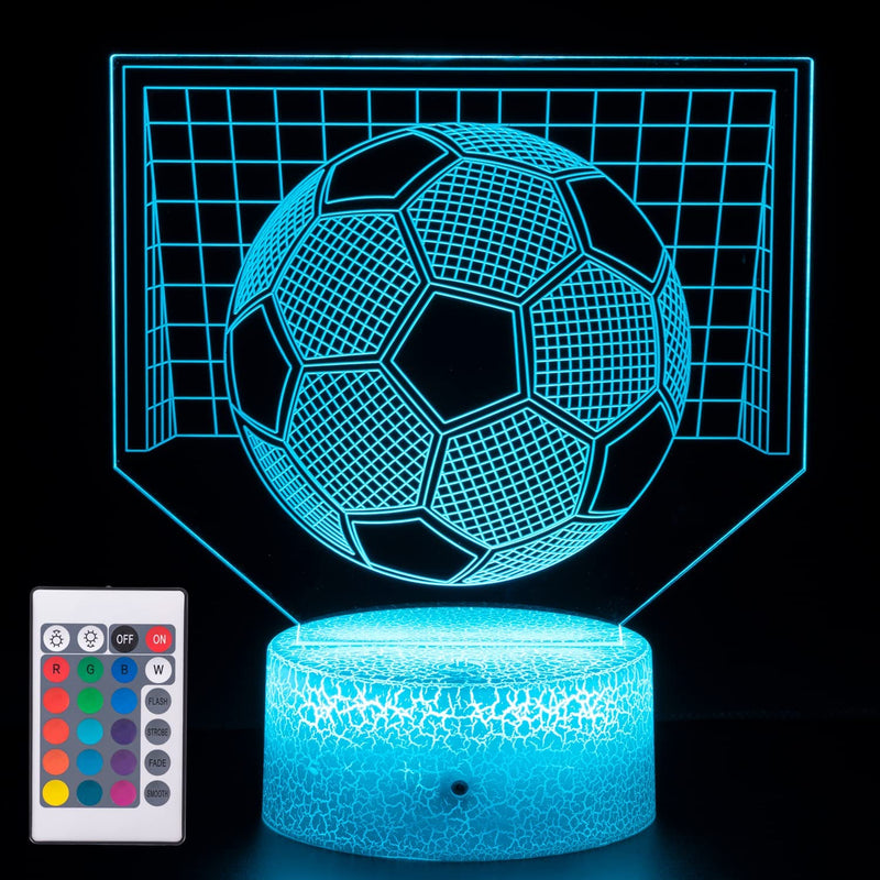 Football 3D Illusion Lamp, Football Gifts for Boys Girls, 3D Night Light with 16 Colors Change Remote Control Decorative Desk Lamp Creative Birthday Christmas Gift Sports Fans Toys (Football 3)