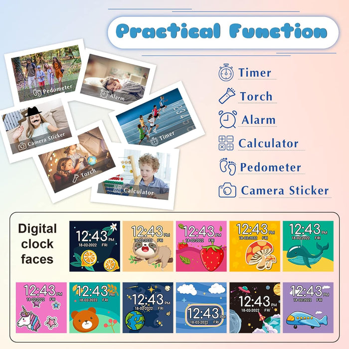 Kids Smart Watch Girls Boys - Smart Watch for Kids Game Watch Gifts for 4-12 Years Old with 15 Games Camera Alarm Video Music Player Pedometer Flashlight Birthday Gift Toys for Boys Girls (Blue)