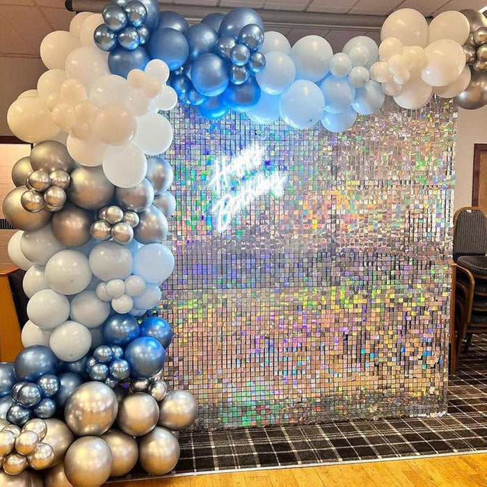 Kate Shimmer Wall Panels Sequins Wall Bright Silve Sequins Background Party Panels for Party Decoration 12 Pieces
