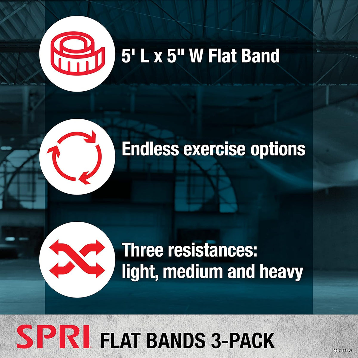 SPRI Flat Bands 3-Pack - Resistance Band Kit Set with 3 Levels of Resistance - Exercise Bands for Strength Training, Flexibility, & Body Workout - Versatile Fitness Tool - Light, Medium, and Heavy – image 5