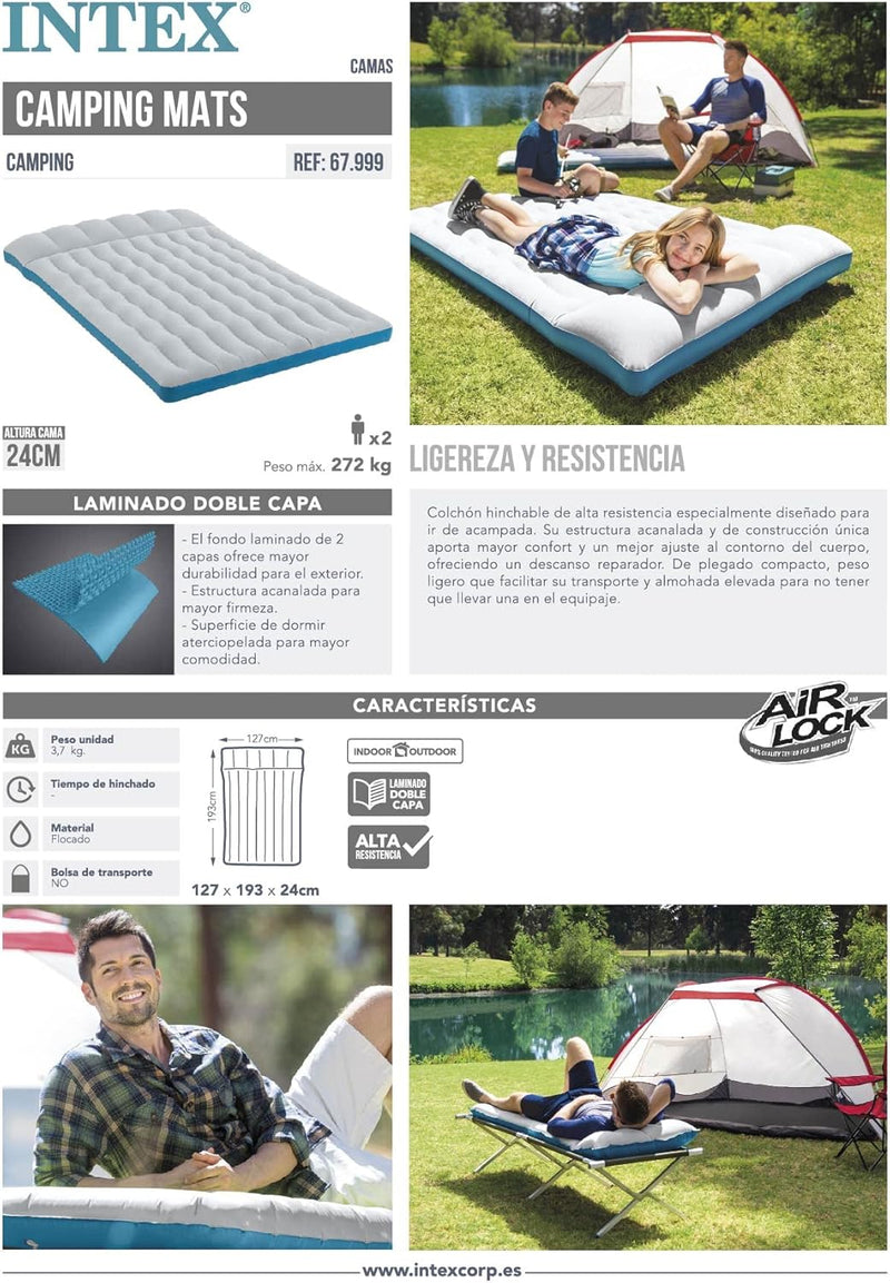 Intex 67999 Camping Mat, 50.0 x 76.6 x 9.4 inches (127 x 193 x 24 mm)