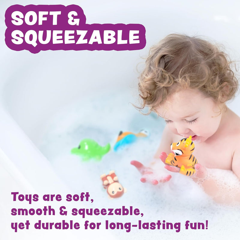 Tub Works® Savanna™ Mold Free Bath Toys, 6 Pack | Sealed, No Hole Bath Toys Design Keeps Moisture Out | Soft, Squeezable & Float on Water | Easy-Grip Baby & Toddler Bathtub Toys | Great Baby Pool Toys