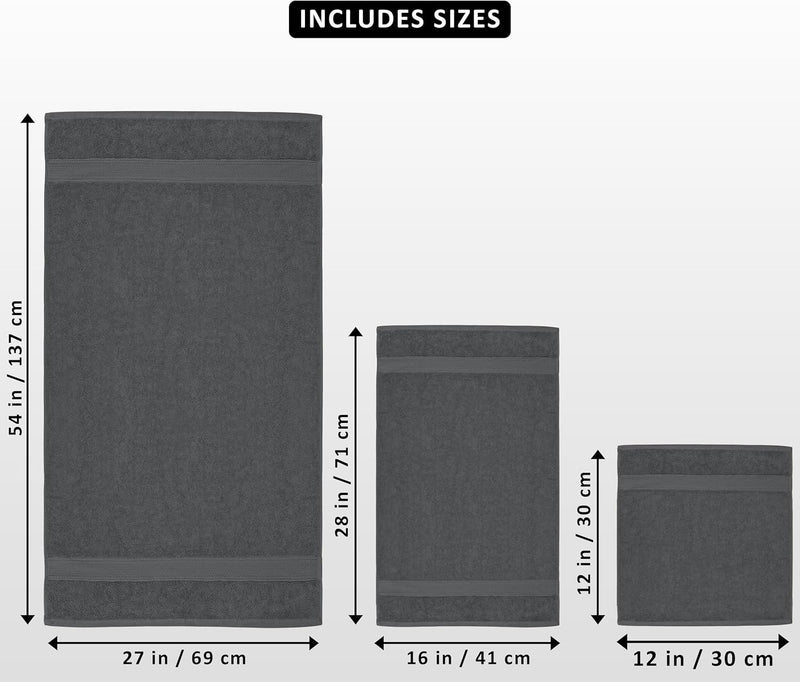 Utopia Towels Premium 8 Piece Towel Set (Grey) - 2 Bath Towels, 2 Hand Towels and 4 Washcloths Cotton Hotel Quality Super Soft and Highly Absorbent
