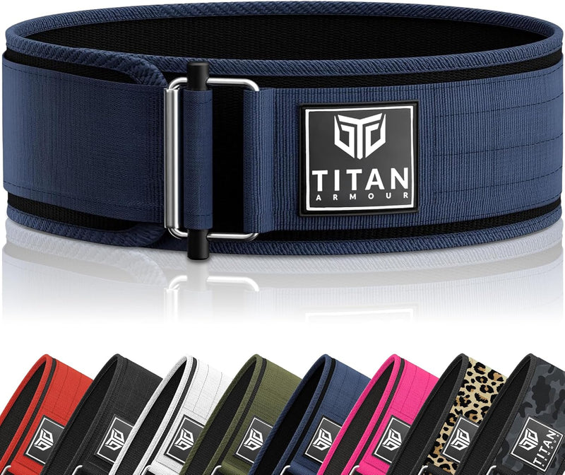 Titan Armour® Self-Locking Weight Lifting Belt | Weight Lifting Straps Included | Gym belt for Crossfit, Powerlifting, Deadlift, Olympic Lifts and Squats | For Men and Women | UK Brand