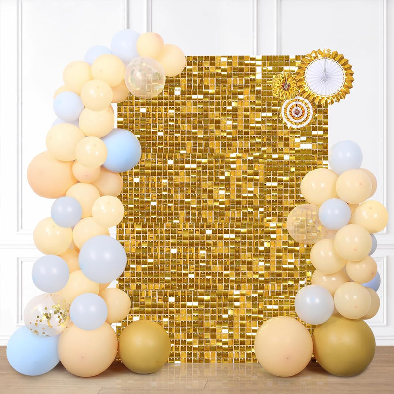 LuoluoHouse Shimmer Wall Panel Sequin Backdrop Panels 12 Packs-Iridescent Silver Backdrop for Graduation Anniversary Backdrop Wall Backdrops Engagement Decoration
