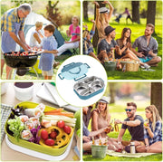 Generic Stainless Steel Lunch Box 1200ml, 4 Compartment Bento Lunch Box for Adults & Kids, Leakproof Food Storage Container with Handle for Office, School & Travel, Safe Steel Food Container