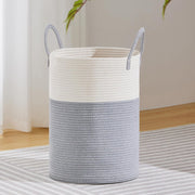 VIPOSCO Large Laundry Hamper, Tall Woven Rope Storage Basket for Blanket, Toys, Dirty Clothes in Living Room, Bathroom, Bedroom - 58L White & Brown - 58L Grey