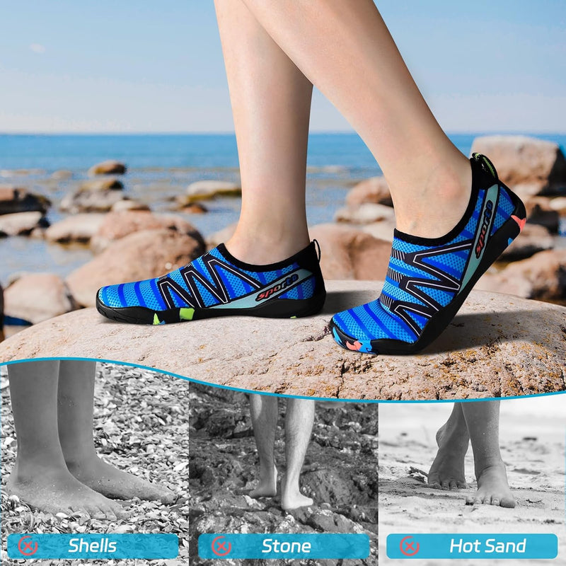 Water Shoes for Men Women, Swim Shoes Beach Pool Shoes Non-Slip Quick Dry Aqua Socks, Adult Barefoot Sports Shoes for Surf Water Yoga