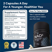 HPN NAD+ Booster (NAD3) Anti Aging Cell Booster True NAD Supplement Cell Regenerator 60 Veggie Capsules
